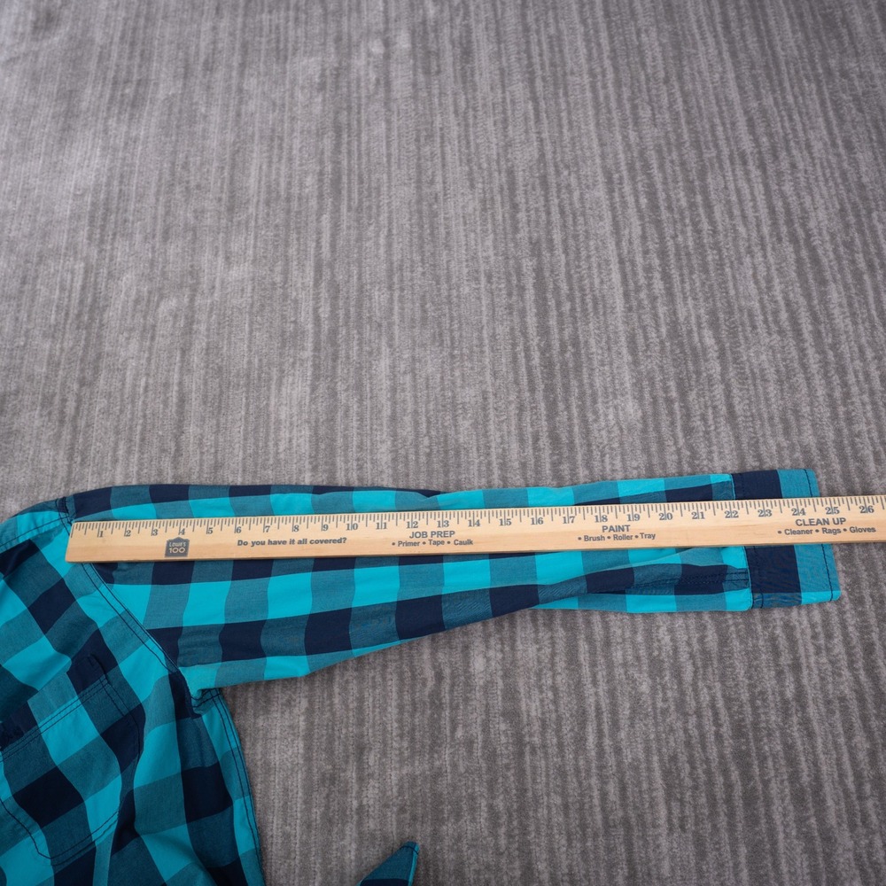 American Rag Button Up Shirt Mens Medium Blue Excellent Buffalo Plaid LongSleeve - Picture 5 of 9